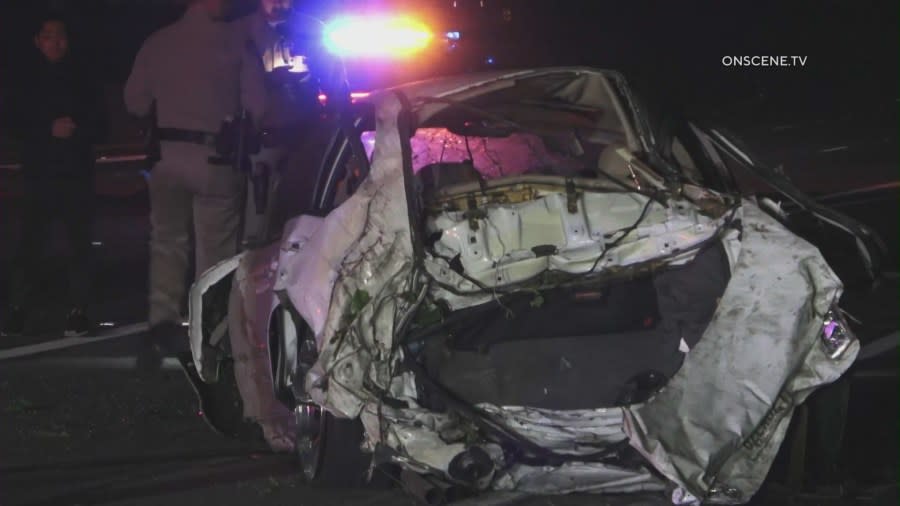 Preliminary information indicates that CHP officers and the Orange County Fire Authority responded to the northbound side of the 605 at Katella Avenue in Los Alamitos around 2 a.m. Saturday. (OnSceneTV)