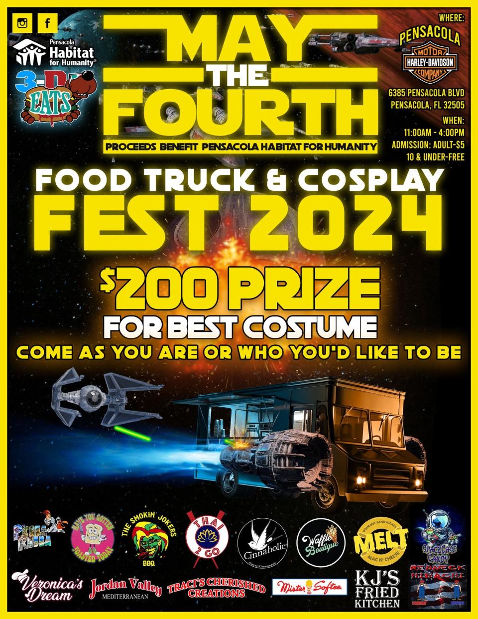 May the Fourth Food Truck and Cosplay Fest will rally food trucks and foodies together to raise funds for Pensacola's Habitat for Humanity.