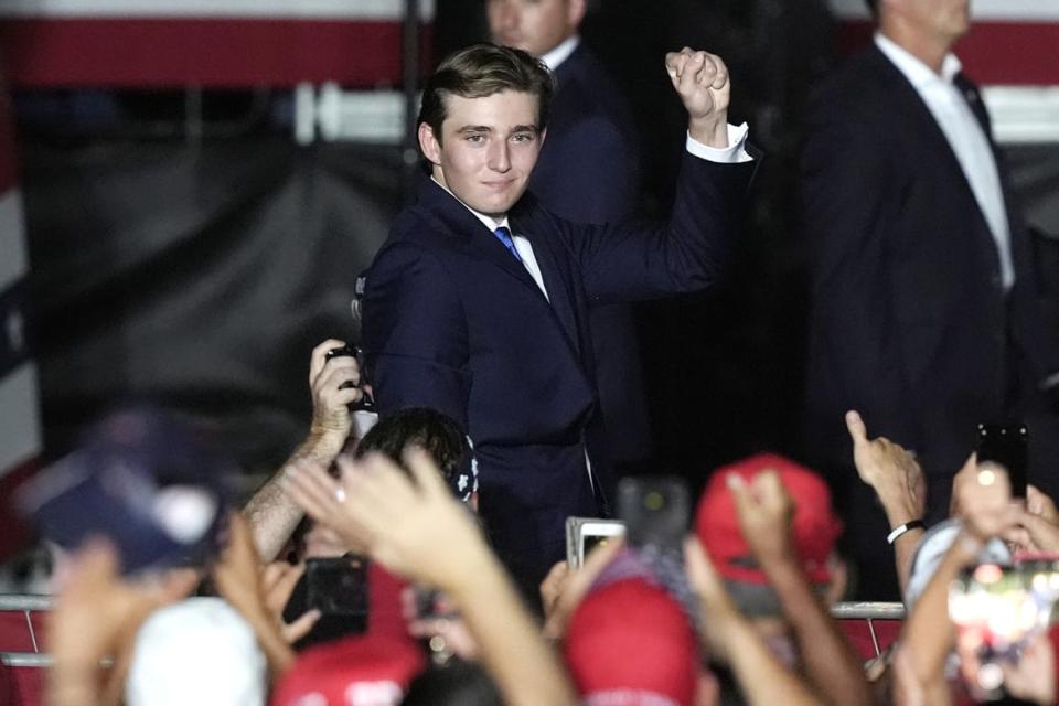 Barron Trump pumps his fist