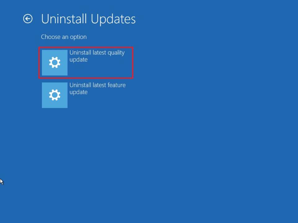 Advanced startup uninstall update fix BSoD