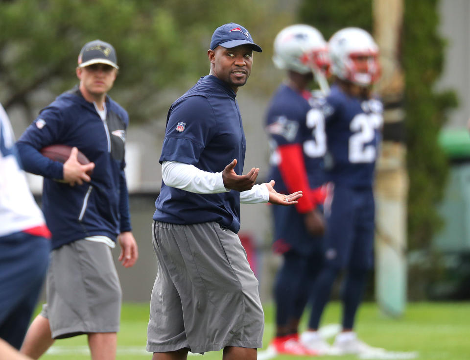Patriots linebackers coach Brian Flores is expected to become the Miami Dolphins’ new head coach at the end of the season. (Getty Images)