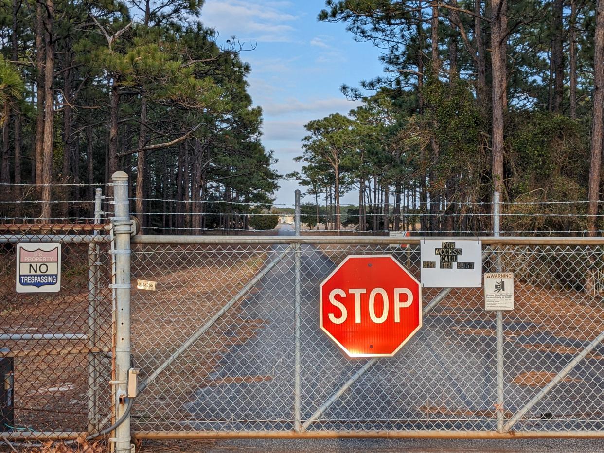 The entrance to the old Coast Guard LORAN station on River Road in Southern New Hanover County.