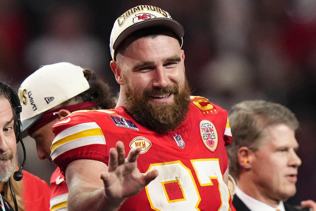 Who will Travis Kelce and the Kansas City Chiefs face on opening night? (AP Photo/Frank Franklin II, File)