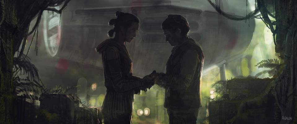 Rey and Leia in a composition study included in 'The Art of Star Wars: The Rise of Skywalker' (Photo: Abrams Books, 2020/2020 Lucasfilm Ltd.)