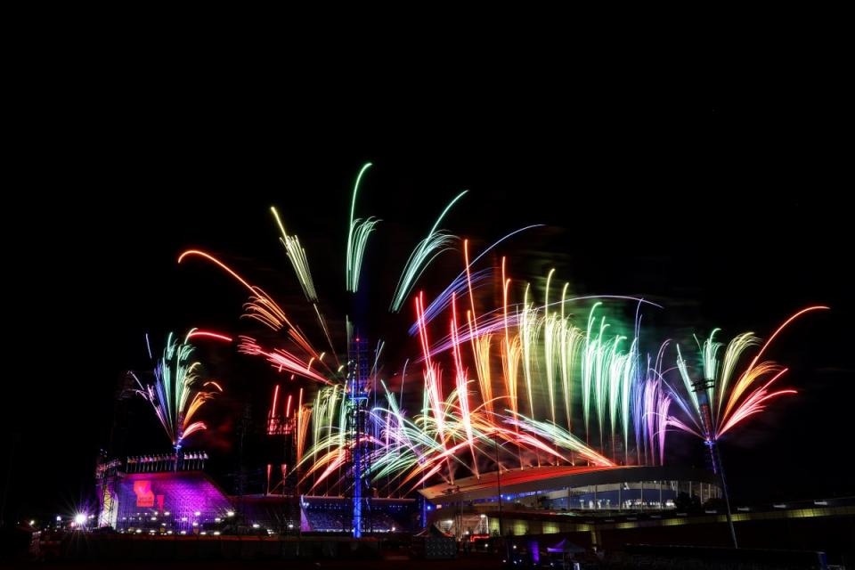 Fireworks during the closing ceremony on Monday  (Getty )