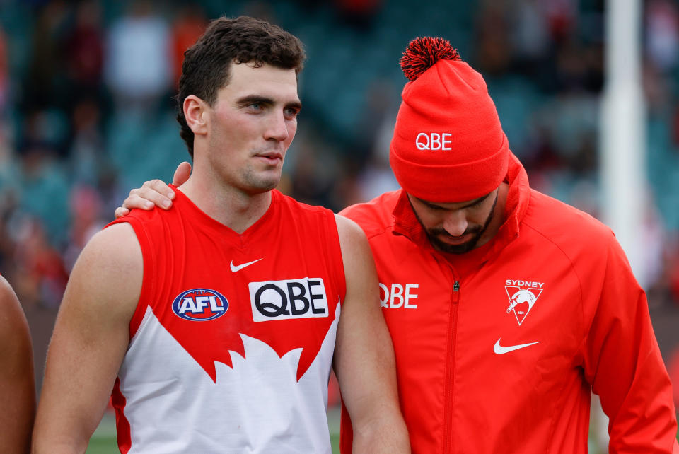 Seen here, Swans pair Tom McCartin and brother Paddy after the AFL round six match against Hawthorn.