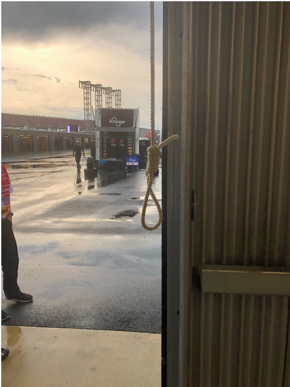 The FBI investigated a noose that was reported found in NASCAR driver Bubba Wallace’s garage stall last weekend at Talladega Superspeedway. (Photo from NASCAR.)