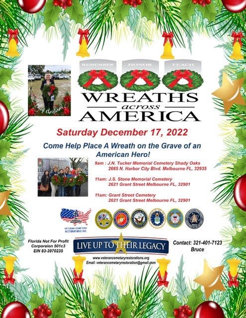On Dec. 17, nonprofit Veterans Cemetery Restorations Inc. will lead wreath-laying ceremonies at three different cemeteries where Black veterans are laid to rest in Melbourne.