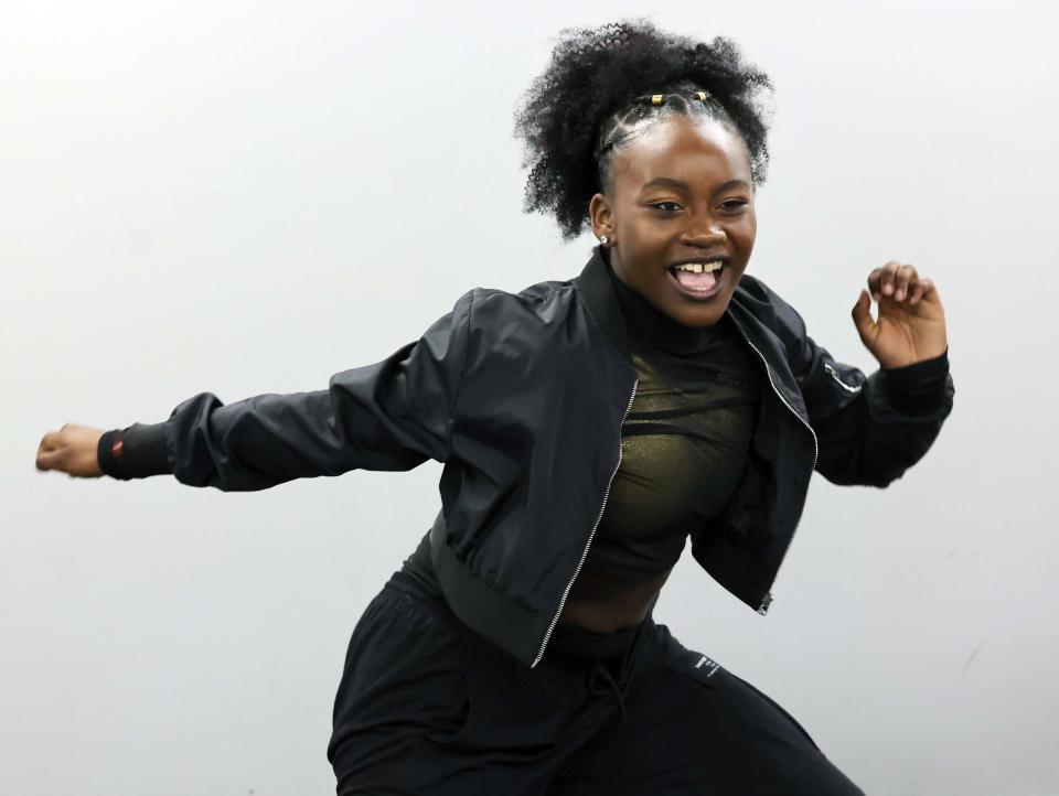 Kenyaliz Martinez, 12, during a rehearsal at Stajez Cultural Arts Center in Randolph on Saturday, April 13, 2024. Brockton dancers placed top five in the USA Hip Hop international dance competition Junior Division in Los Angeles, CA. BSR QUEENS will move on to compete and represent team USA at the World Hip Hop International Dance Competition in Phoenix, AZ August 2024.