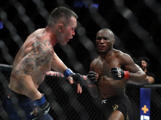 UFC welterweight champion Kamaru Usman (right) beat Colby Covington last time out (Getty Images)