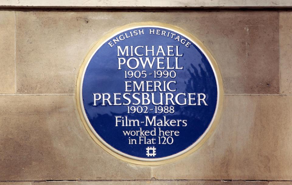 English Heritage blue plaque to filmmakers Michael Powell and Emeric Pressburger unveiled by Martin Scorsese at Dorset House in London. (Photo by Sean Dempsey/PA Images via Getty Images)