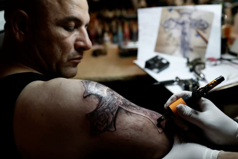 A detailed view of a tattoo worn by Christian Watson of the North News  Photo  Getty Images