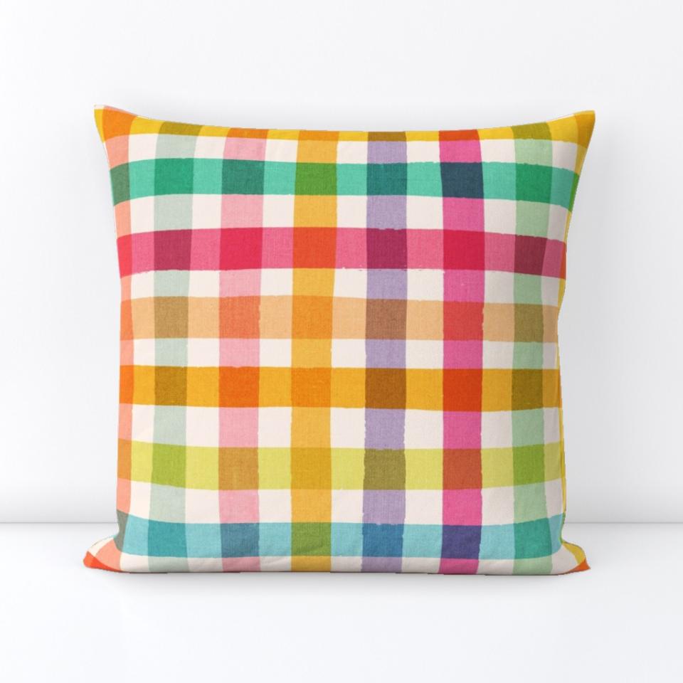 <p><a href="https://go.redirectingat.com?id=74968X1596630&url=https%3A%2F%2Fwww.spoonflower.com%2Fen%2Fhome-decor%2Fliving-decor%2Fsquare-throw-pillow%2F13397061%3Ffabric%3Drecycled_canvas&sref=https%3A%2F%2Fwww.thepioneerwoman.com%2Fhome-lifestyle%2Fdecorating-ideas%2Fg43963343%2Foutdoor-pillows%2F" rel="nofollow noopener" target="_blank" data-ylk="slk:Shop Now;elm:context_link;itc:0;sec:content-canvas" class="link ">Shop Now</a></p><p>Vintage Rainbow Check Square Throw Pillow</p><p>$49.00</p><p>spoonflower.com</p><span class="copyright">Spoonflower</span>