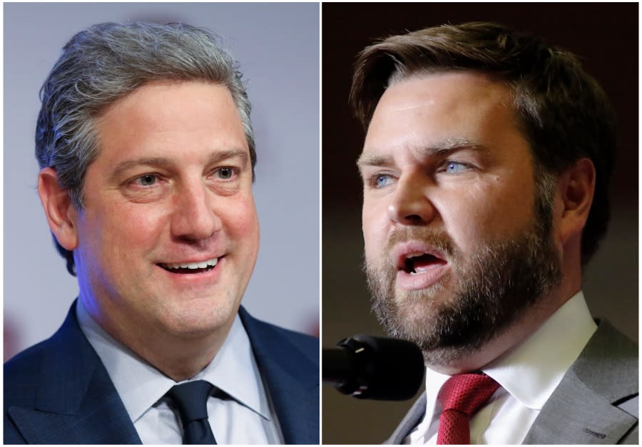 Ohio Democratic Senate candidate Rep. Tim Ryan, D-Ohio, left, and Republican candidate J.D. Vance (AP Photo/Paul Vernon)