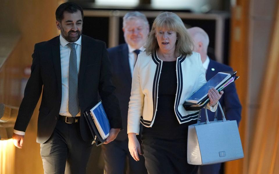 Shona Robison next to Humza Yousaf, the Prime Minister, who was warned by Rishi Sunak about raising taxes