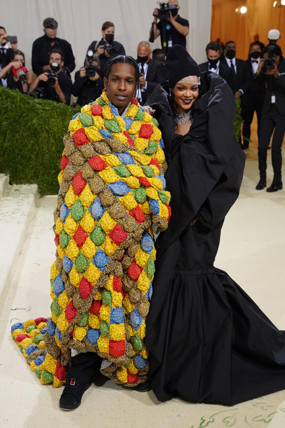 ASAP Rocky and Rihanna attend 2021 Costume Institute Benefit - In America: A Lexicon of Fashion at the Metropolitan Museum of Art on September 13, 2021 in New York City.