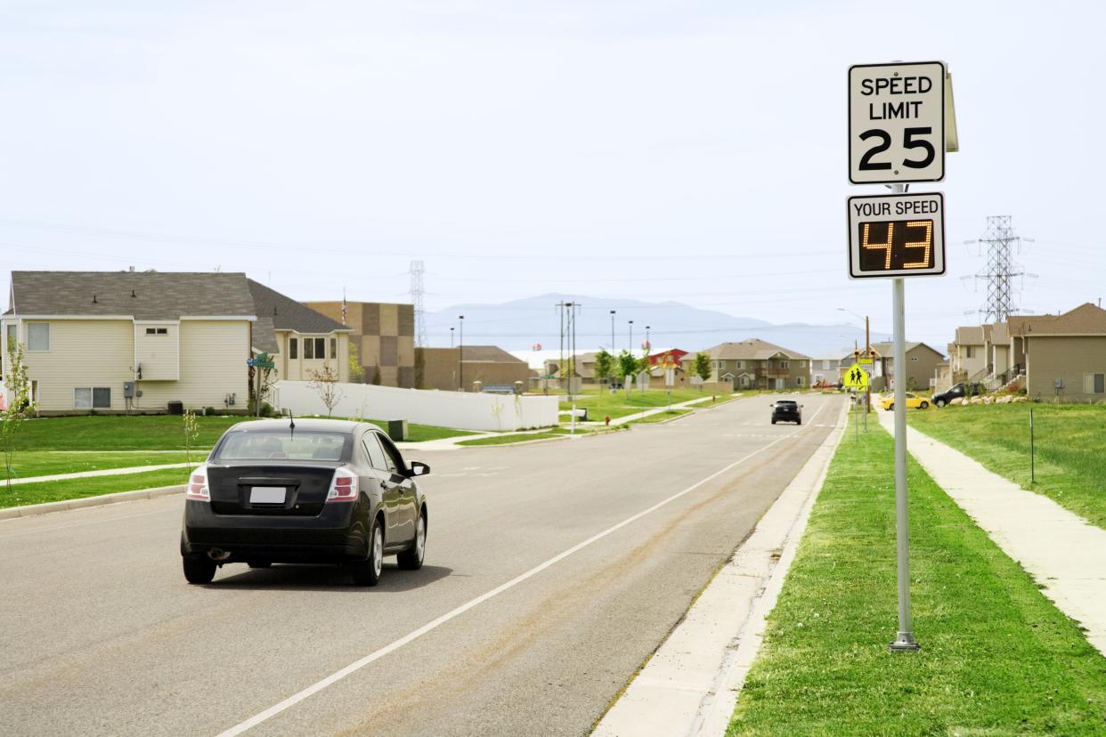 Car speeding in neighborhood