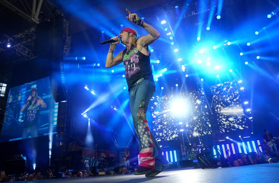 Bret Michaels performs with his band Poison at State Farm Stadium during The Stadium Tour featuring Def Leppard, Mötley Crüe, and Joan Jett and the Blackhearts on Thursday, Aug. 25, 2022.  