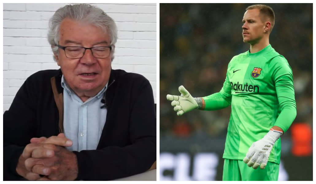 A Josep Maria Minguella le salió de dentro, pero es fiel reflejo del sentimiento barcelonista con Marc André ter Stegen. (Fuentes: YouTube/Josep Maria Minguella-Minguella Talks y Andrey Lukatsky/BSR Agency/Getty Images)