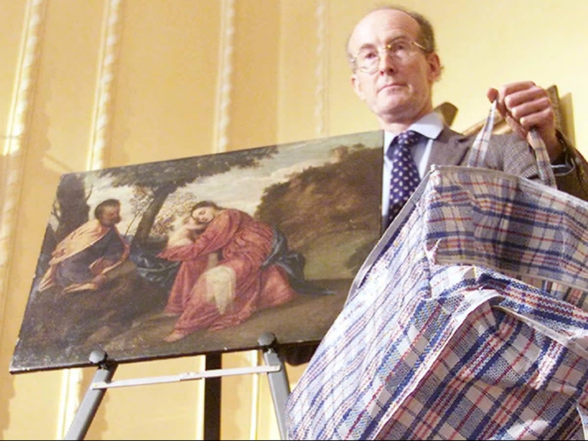 Tim Moore, general manager of Lord Bath’s Longleat Estate, with the recovered Titian painting, which is now being put up for auction  (Sean Dempsey/PA)