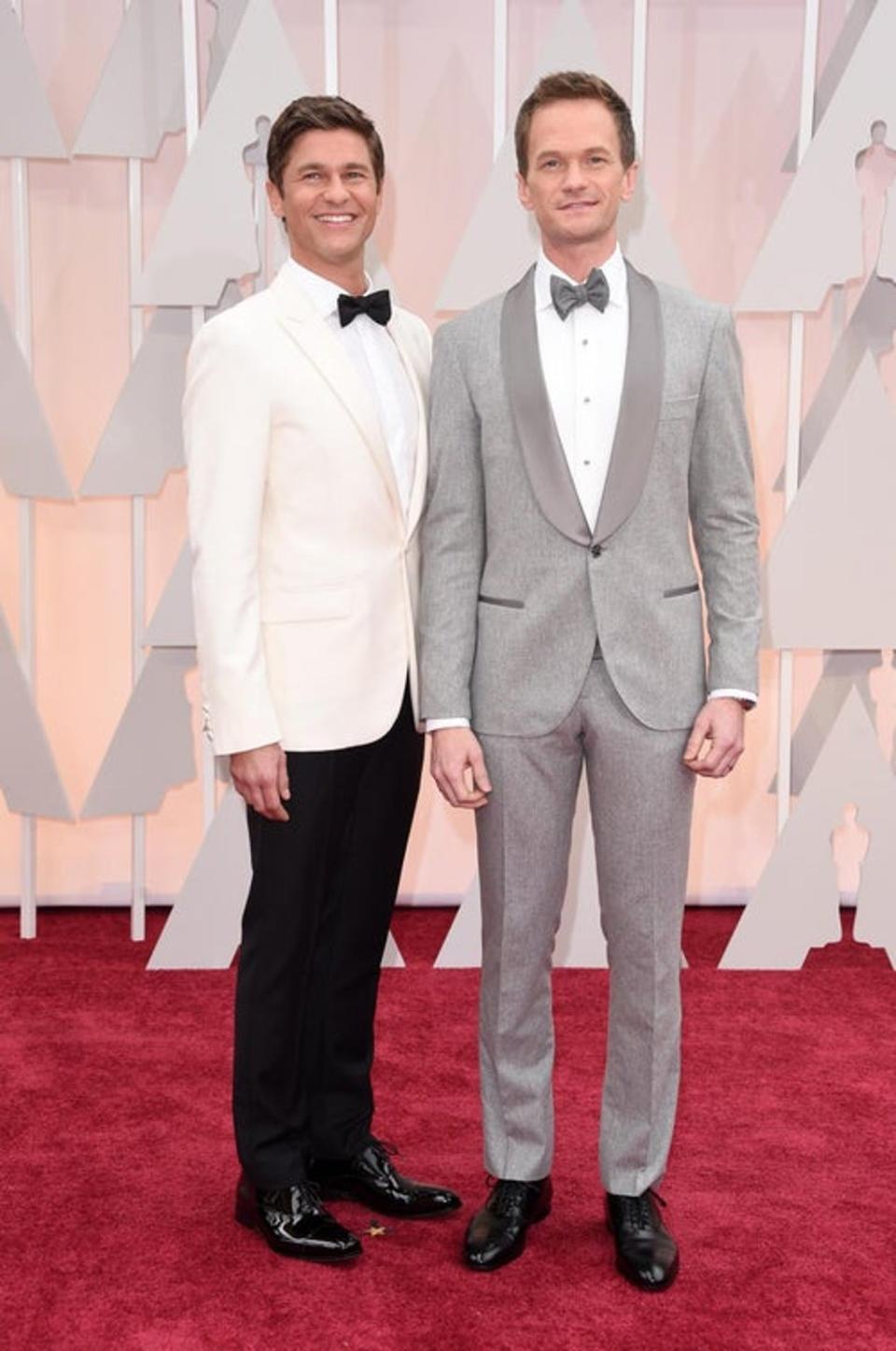 Neil Patrick Harris shunned the classic black tux for a light grey suit by Brunello Cucinelli at the 87th Academy Awards. (Getty)