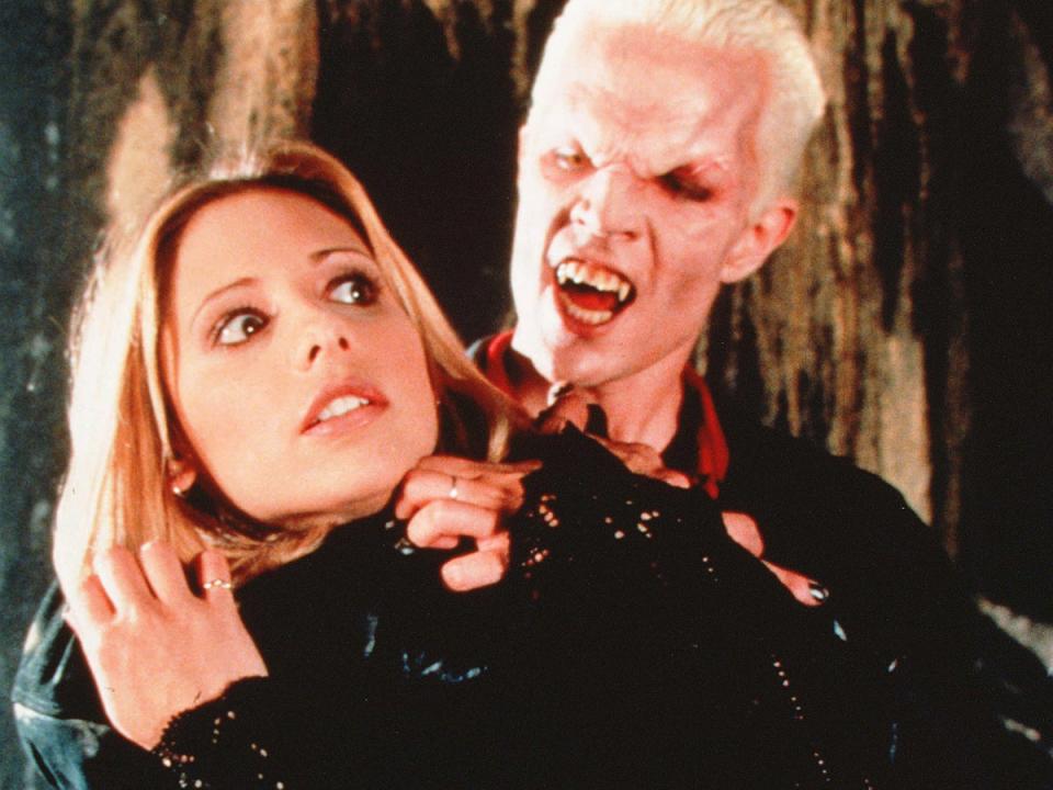 Bite me: Gellar and James Marsters in ‘Buffy the Vampire Slayer’ (Shutterstock)