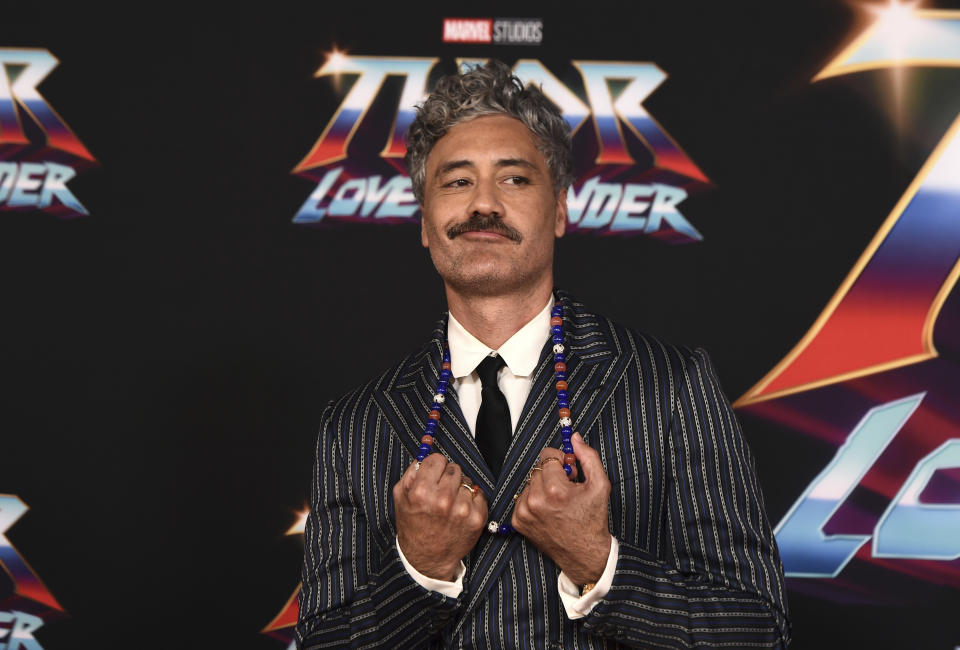 Director Taika Waititi arrives at the premiere of "Thor: Love and Thunder" on Thursday, June 23, 2022, at the El Capitan Theatre in Los Angeles. (Photo by Jordan Strauss/Invision/AP)