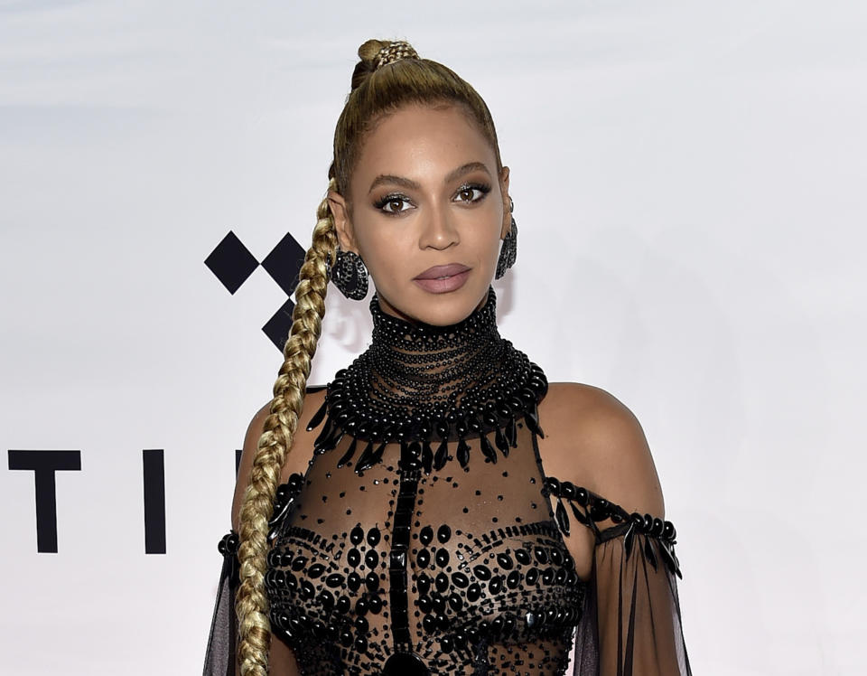 FILE - In this Oct. 15, 2016, file photo, singer Beyonce Knowles attends the Tidal X: 1015 benefit concert in New York. (Photo by Evan Agostini/Invision/AP, File)