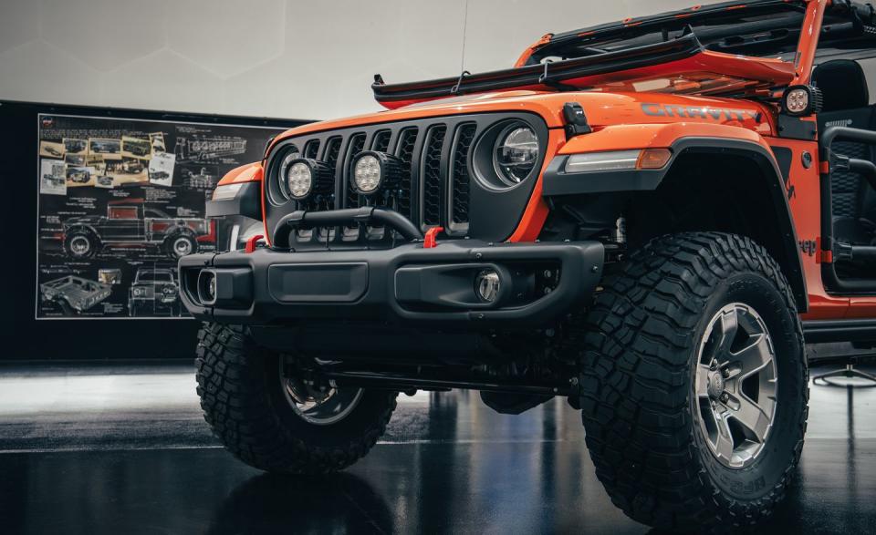 <p>After starting off with a Gladiator Rubicon painted in Punk'N Metallic Orange, Jeep enhanced the truck's capabilities by fitting a two-inch lift kit from the Jeep catalog.</p>