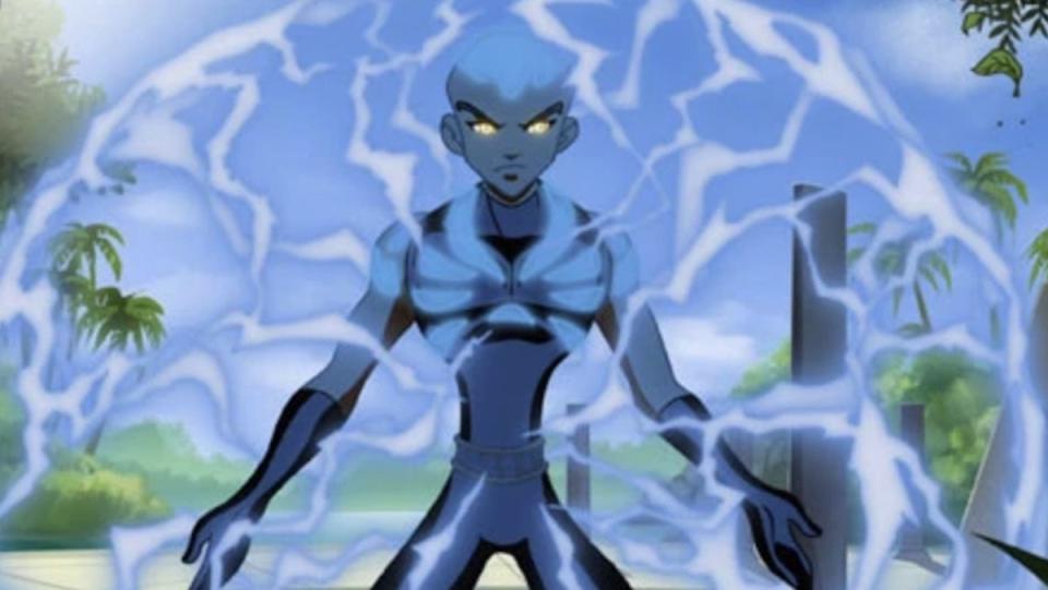 Young Azari T'Challa glows blue with a force field around him in Marvel Comics. Azari is the son of T'Challa in the comics.