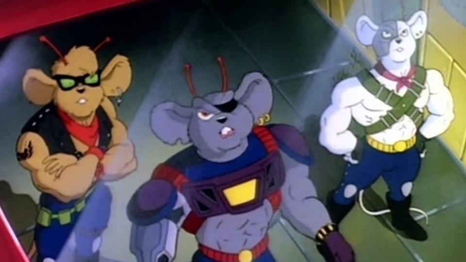 biker mice from mars, three anthropomorphic cartoon cyborg mice