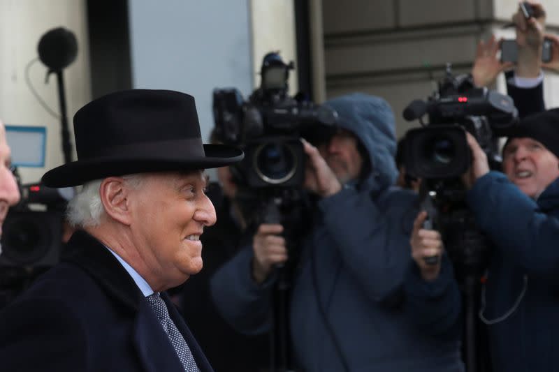 Former Trump campaign adviser Roger Stone departs following sentencing at U.S. District Court in Washington