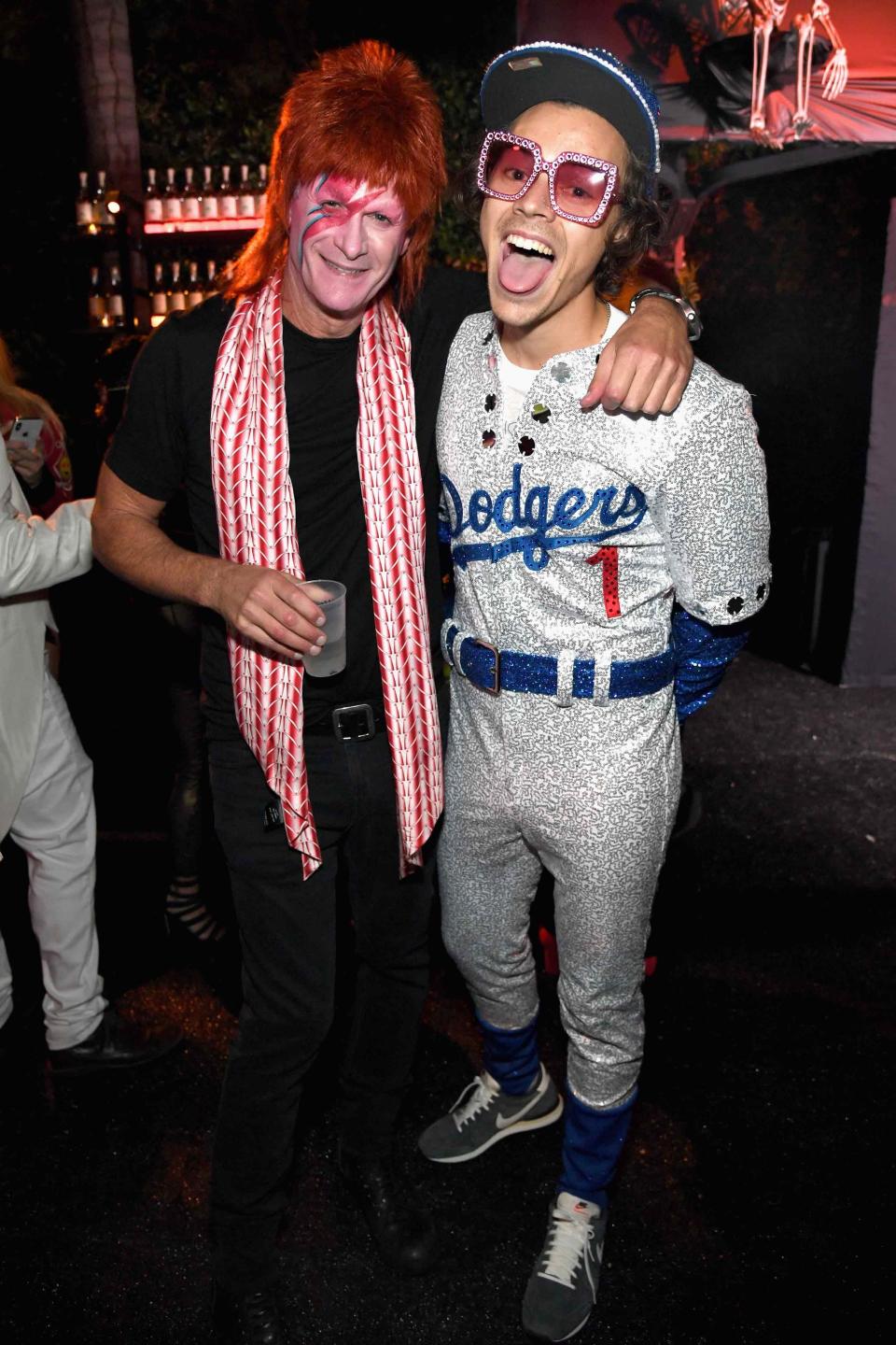 Dressed up as Elton-John-at-Dodger-Stadium-in-1975 at the Casamigos Halloween party in Beverly Hills.