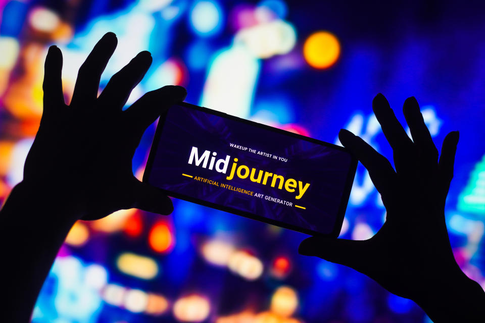 BRAZIL - 2022/09/26: In this photo illustration, the Midjourney logo seen displayed on a smartphone. (Photo Illustration by Rafael Henrique/SOPA Images/LightRocket via Getty Images)