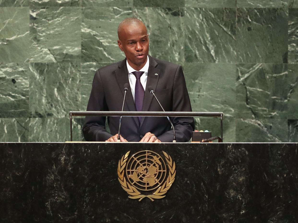 President of Haiti Jovenel Moise addresses the United Nations General Assembly on September 27, 2018 in New York City. He was killed in an assassination by unknown attackers.   (Getty Images)