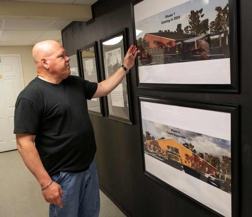 The Rev. Will Stone describes the changes coming to the First Baptist Church Cantonment during a tour on Monday, April 29, 2024. First Baptist Cantonment will break ground on phase one of its new church later this summer.