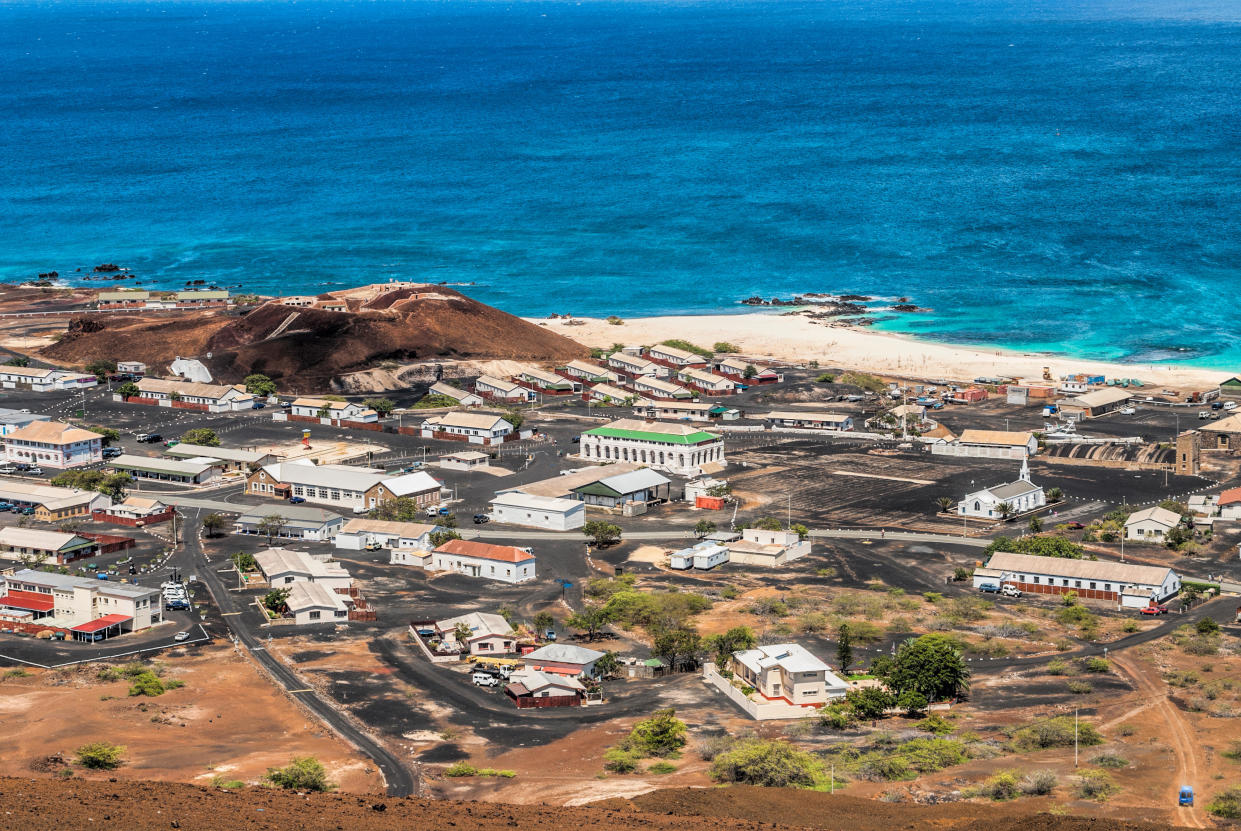 View at Georgetown, the main town of Ascension Island, African West Coast and part of the British Overseas Territory of Saint Helena