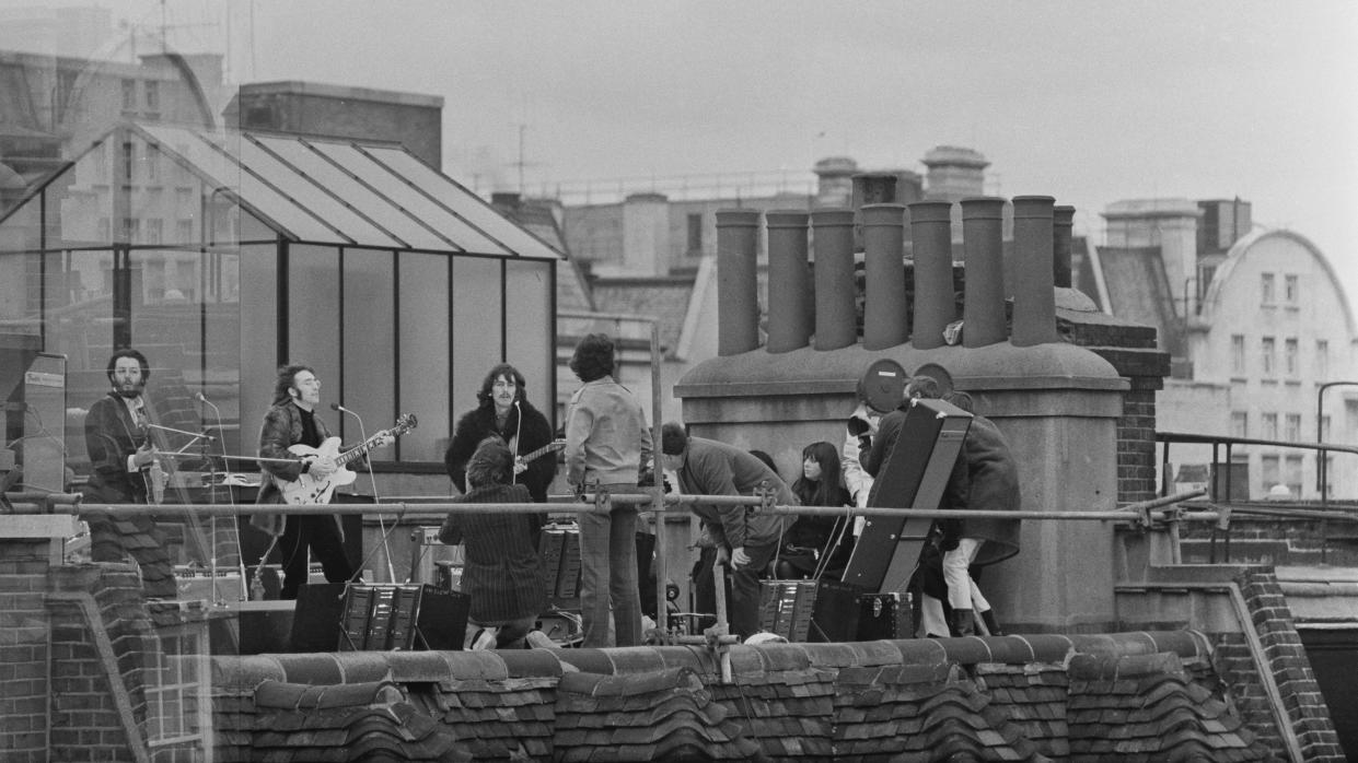  The Beatles on the rooftop. 