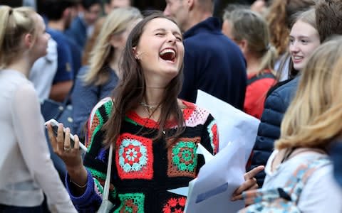 Natasha Vincent, daughter of presenter Katie Derham, celebrates her A Level results  - Credit: Gareth Fuller/PA Wire