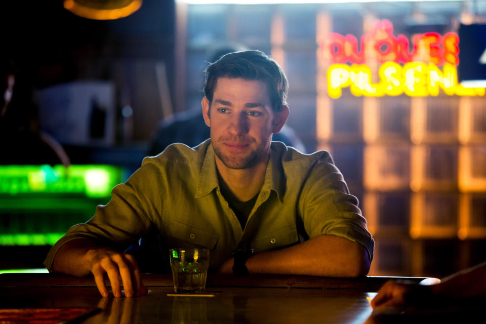 In this undated publicity film image John Krasinski stars as Dustin Noble in Gus Van Sant's contemporary drama, "Promised Land," a Focus Features release. (AP Photo/Focus Features, Scott Green)