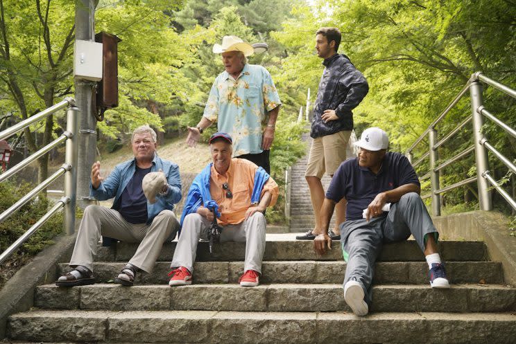 William Shatner, Henry Winkler, Terry Bradshaw, Jeff Dye, and George Foreman (Credit: Paul Drinkwater/NBC)