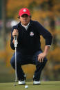 MEDINAH, IL - SEPTEMBER 28: Jason Dufner of the USA lines up a putt on the fourth green during the Morning Foursome Matches for The 39th Ryder Cup at Medinah Country Club on September 28, 2012 in Medinah, Illinois. (Photo by Andrew Redington/Getty Images)