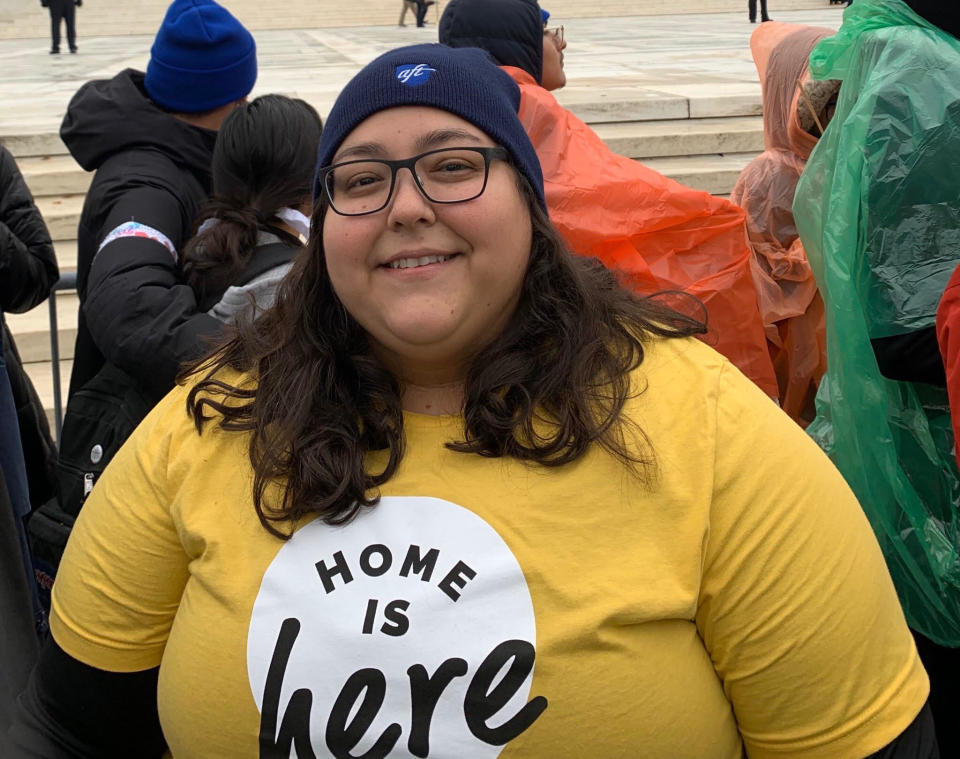 Karen Reyes rallies outside the U.S. Supreme Court in Washington, D.C., on Nov. 12, 2019. | Courtesy of Karen Reyes