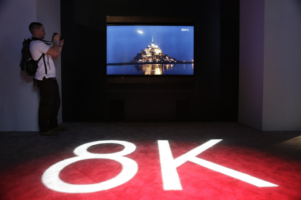 Expect TV manufacturers to trot out more 8K TV sets next week. Source: AP Photo/Jae C. Hong