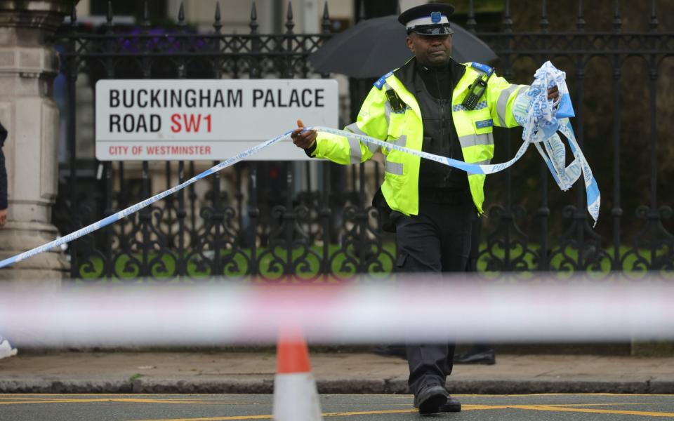 The incident occurred close to the station on Buckingham Palace Road, where a woman was treated at the scene and roads have been closed