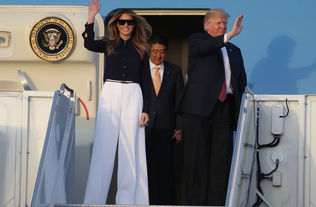 President Trump Arrives In West Palm Beach With Japanese Prime Minister Shinzo Abe For Weekend At Mar-a-Lago