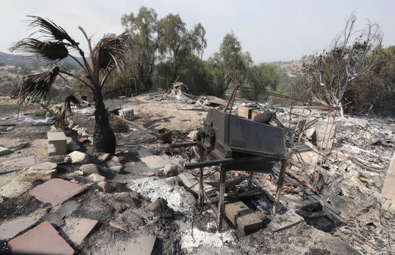 A house destroyed by the La Tuna Fire in Sunland, California on September 3, 2017.