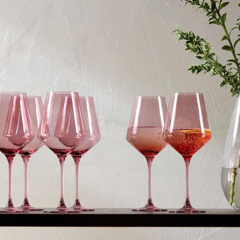 19) Estelle Colored Glass Stemmed Wine Glass