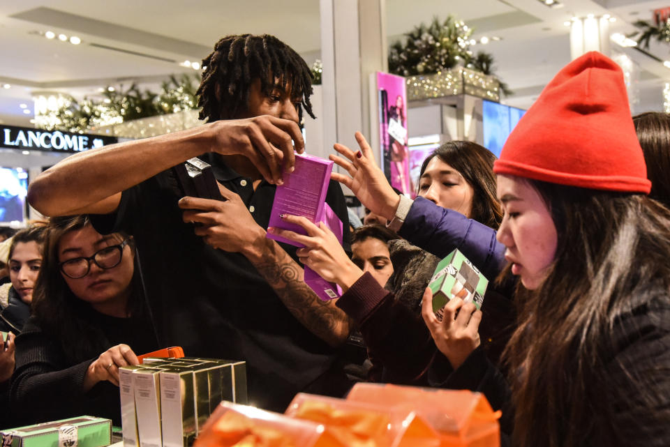 People shop at Macy’s department store on ‘Black Friday’ on November 23, 2017 in New York City. (Stephanie Keith/Getty Images)