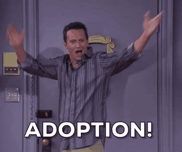 Chandler saying "Adoption!" on Friends